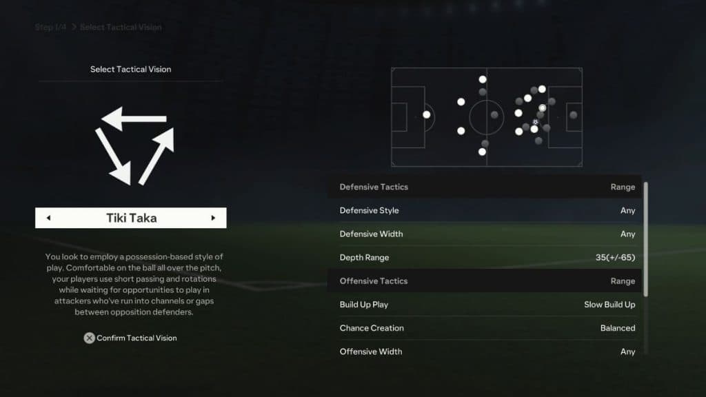 Tiki Taka Tactical Vision in EA FC 24 Career Mode