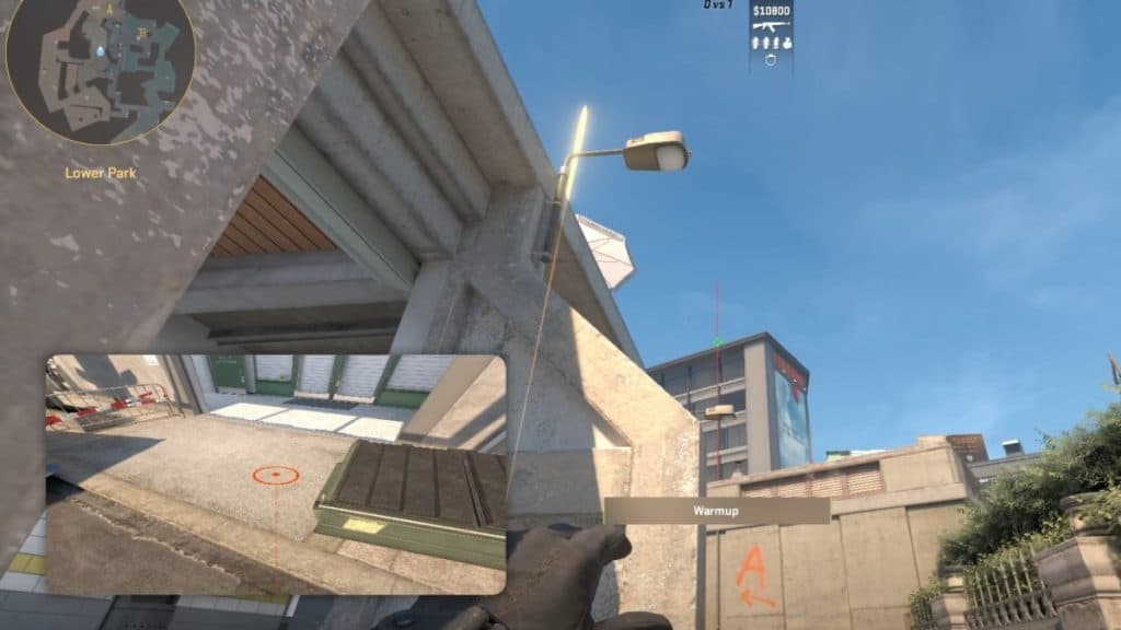 Bank Smoke lineup in CS2's Overpass