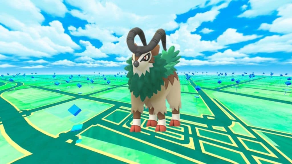 pokemon go skiddo evolution gogoat with game background