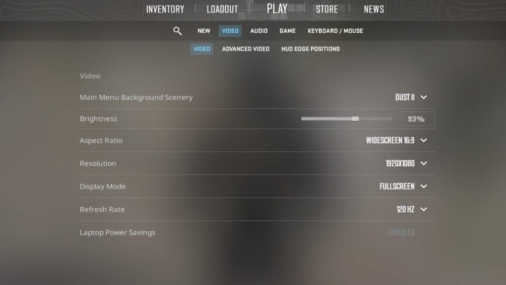 Video settings in CS2