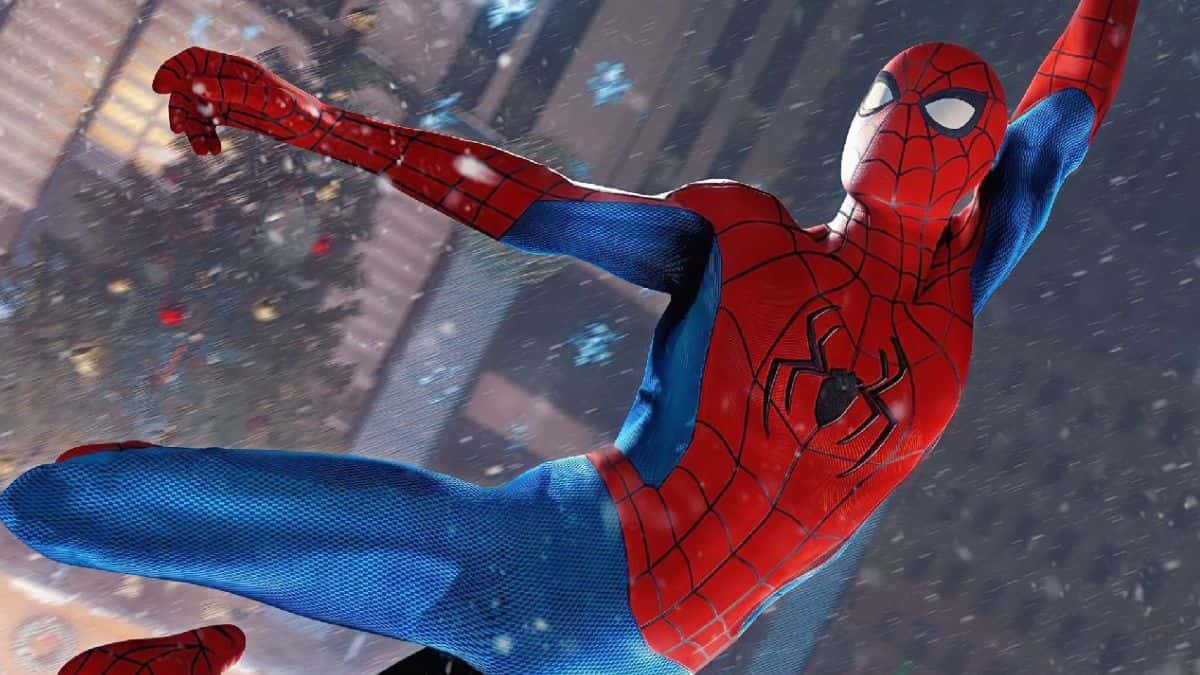 Spider-Man wearing the No Way Home suit