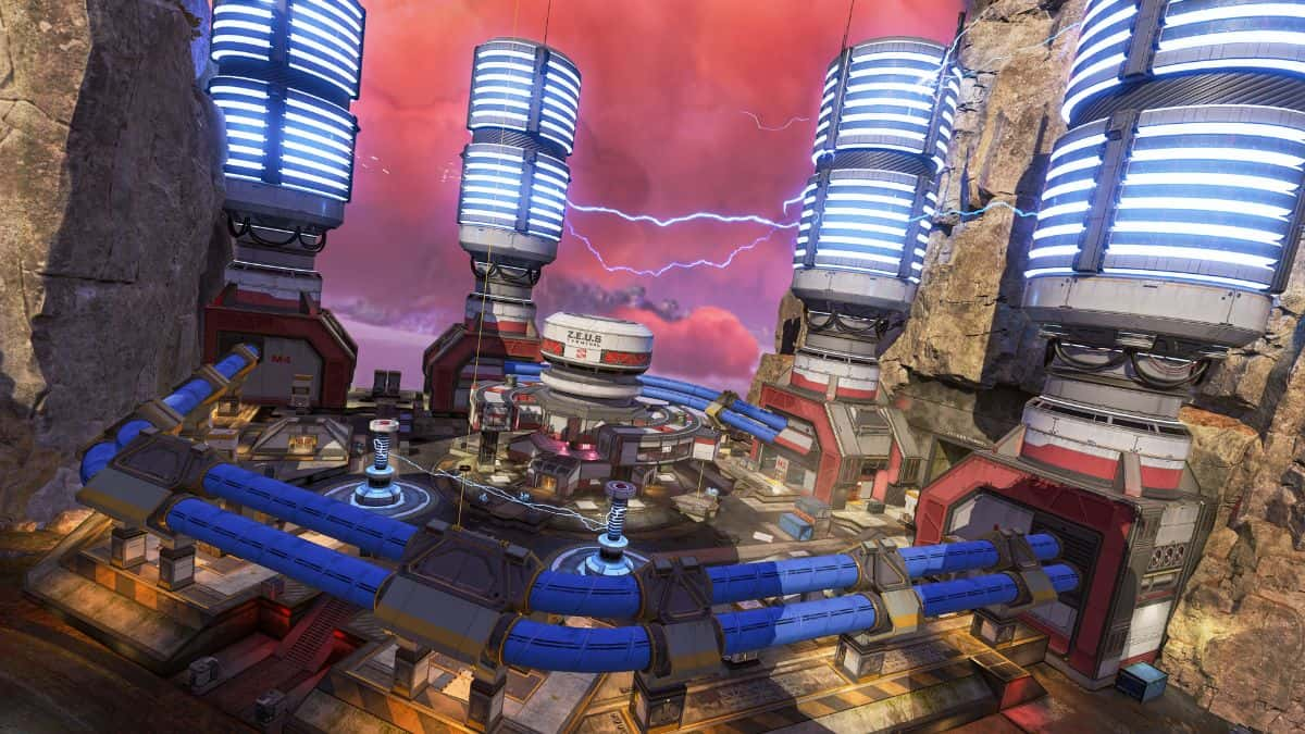 Zeus Station POI in Apex Legends' Storm Point map