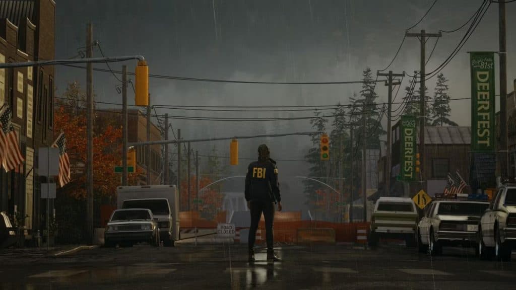 Alan Wake 2's Saga Anderson in Bright Falls