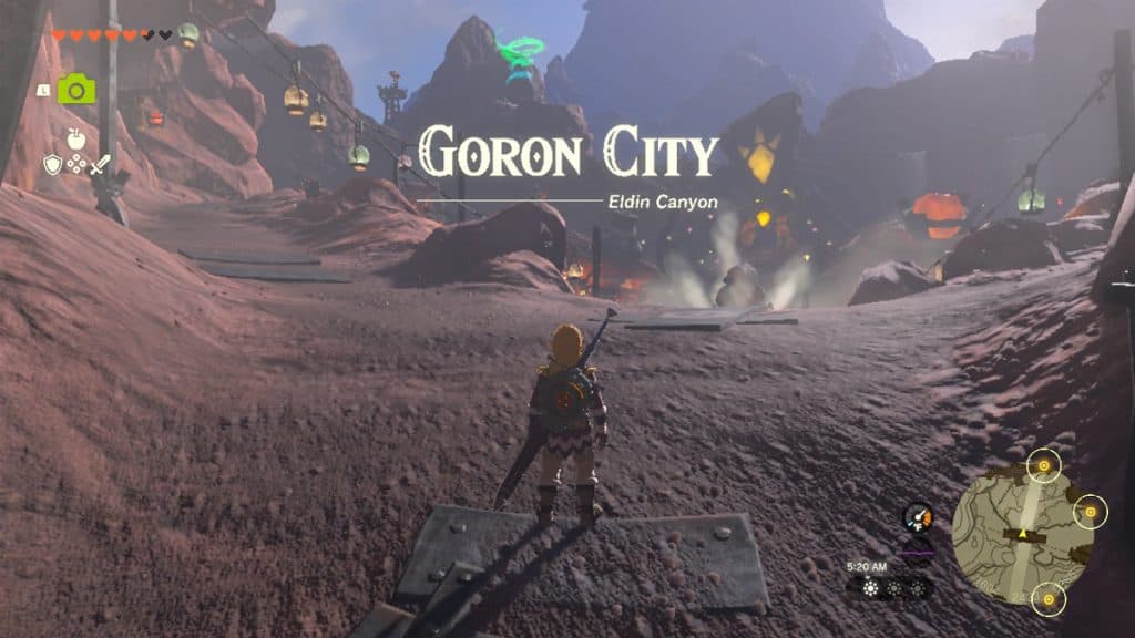 Link in Zelda Tears of the Kingdom entering Goron City