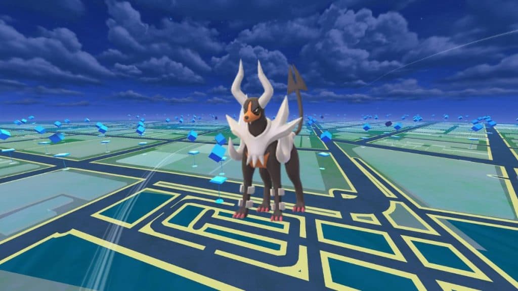 pokemon go raid boss mega houndoom image with game background