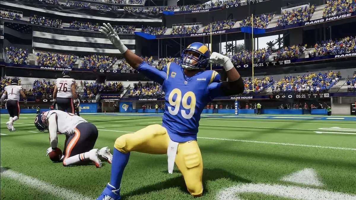 Aaron Donald celebrating Madden 24