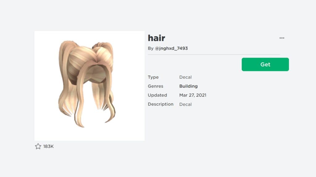 Hair Decal in Roblox