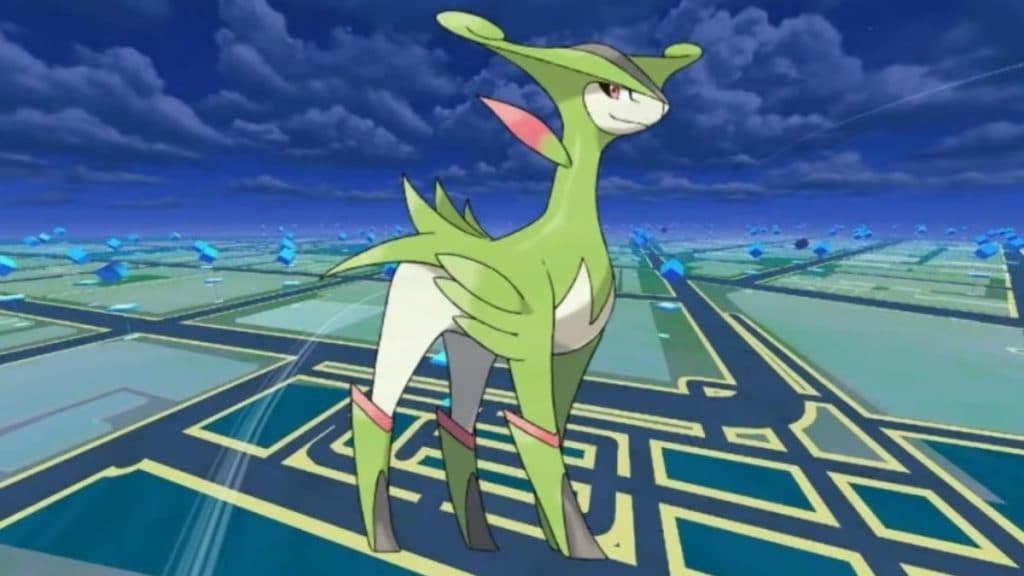 pokemon go legendary species virizion with game background