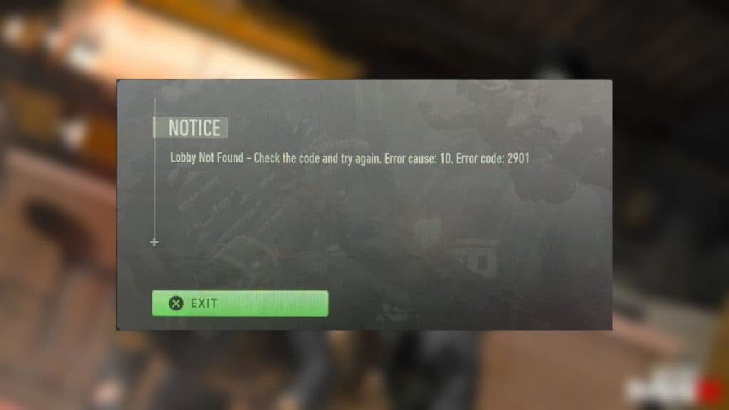 MW3 Error code 2901