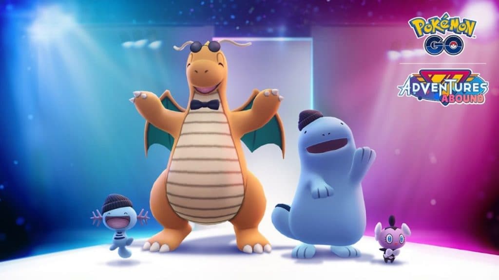 pokemon go fashion week 2023 fashionable dragonite, wooper, quagsire, and gothita