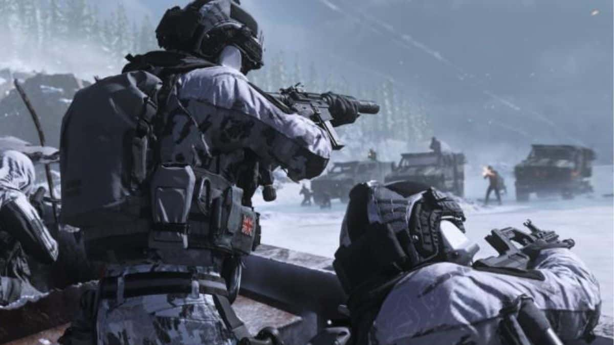 MW3 player aiming on snowy map