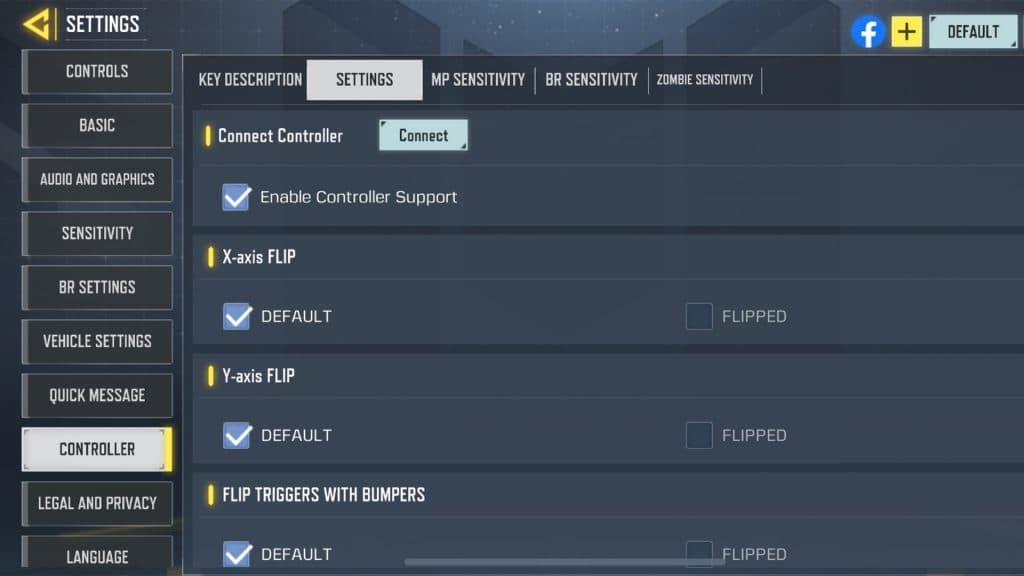 Controller Settings in CoD Mobile.