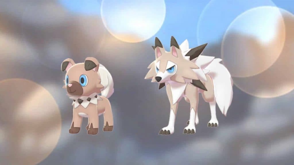 Midday Lycanroc and Rockruff in Pokemon Go.