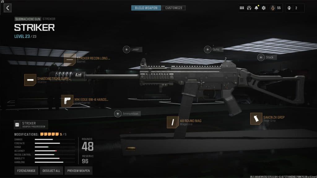 Striker attachments in MW3