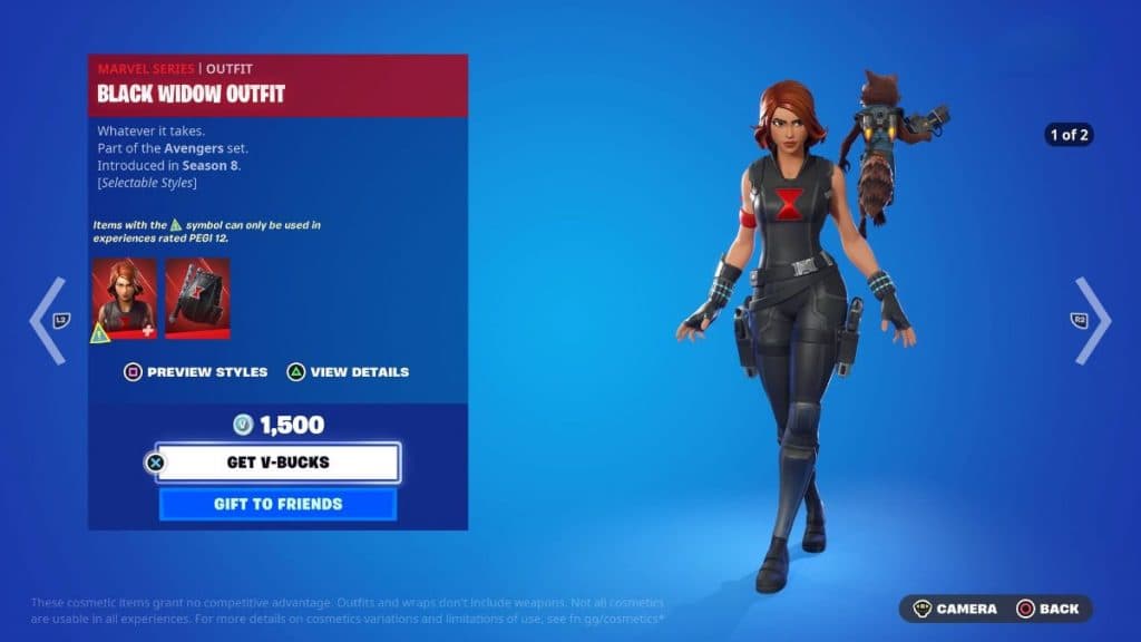 OG Black Widow on Fortnite store