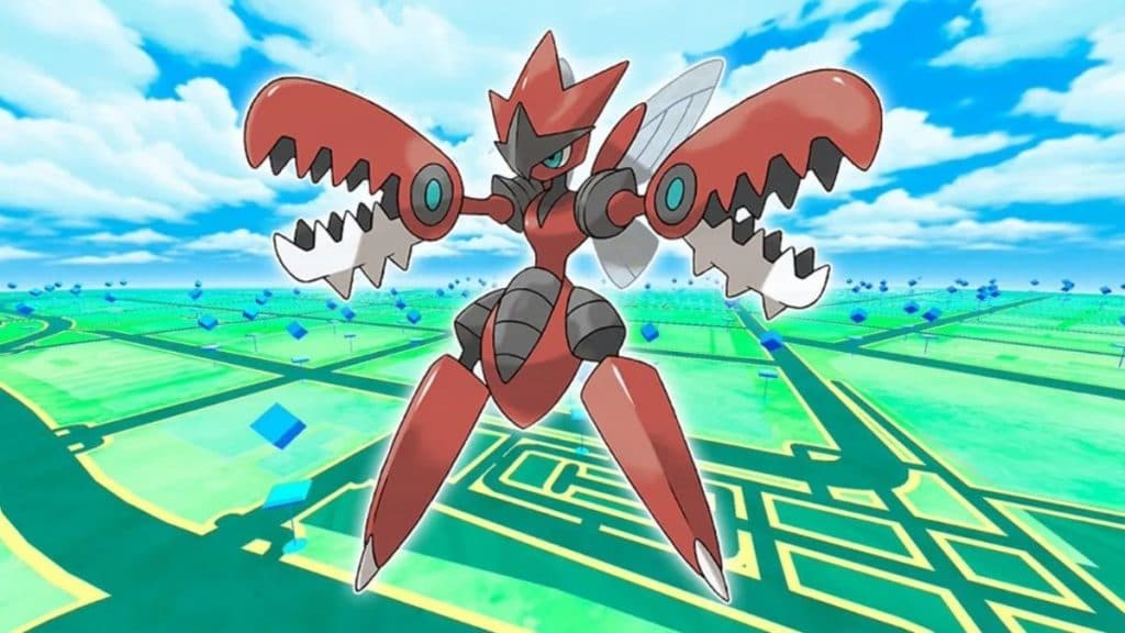 pokemon go mega scizor with game background