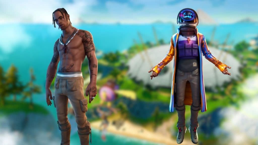 Travis Scott and Astro Jack outfits in Fortnite.