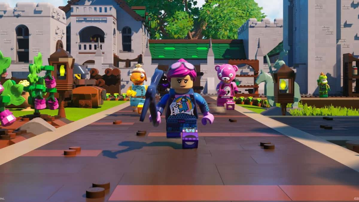 LEGO Fortnite characters in their village