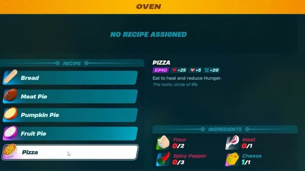 LEGO Fortnite Oven options