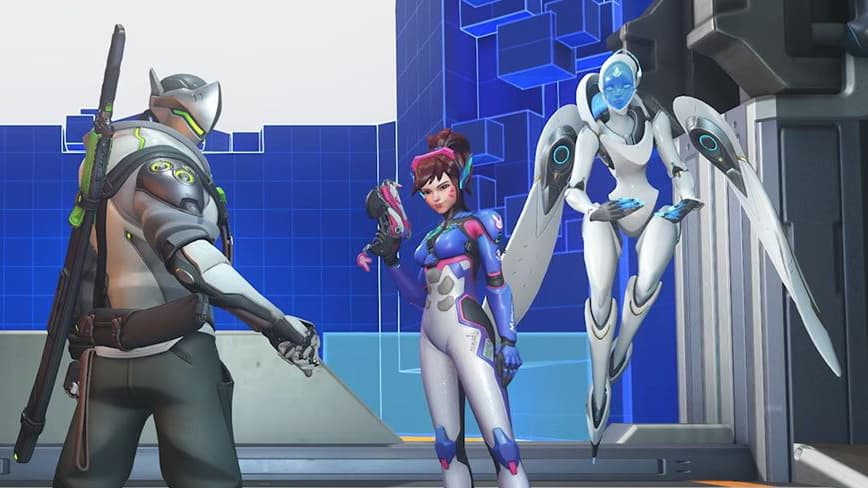 Genji, Dva and Echo from Overwatch 2