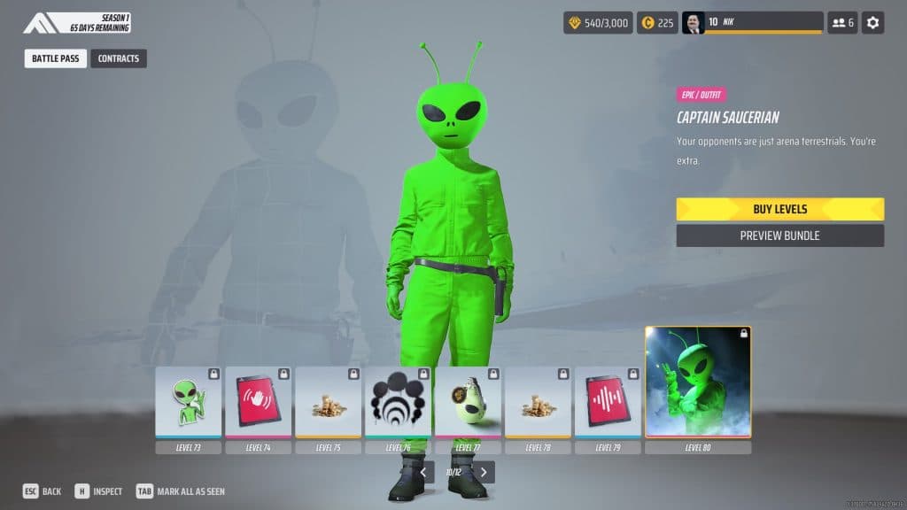 The Finals Captain Saucerian Green Alien Skin in The Finals