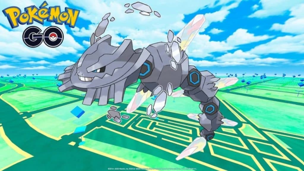 pokmeon go mega steelix with game background