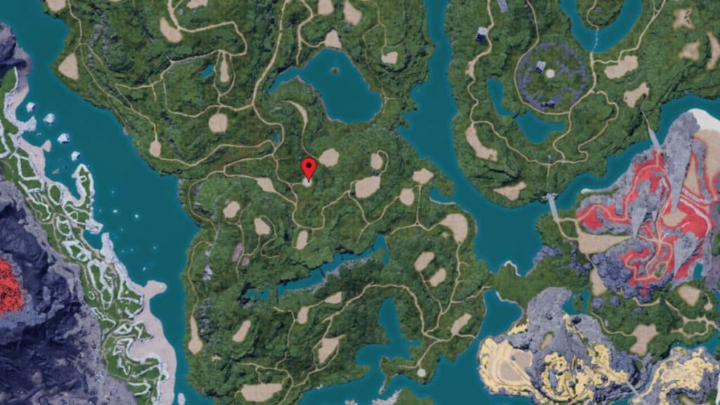 Relaxaurus Lux location marked on Palworld map