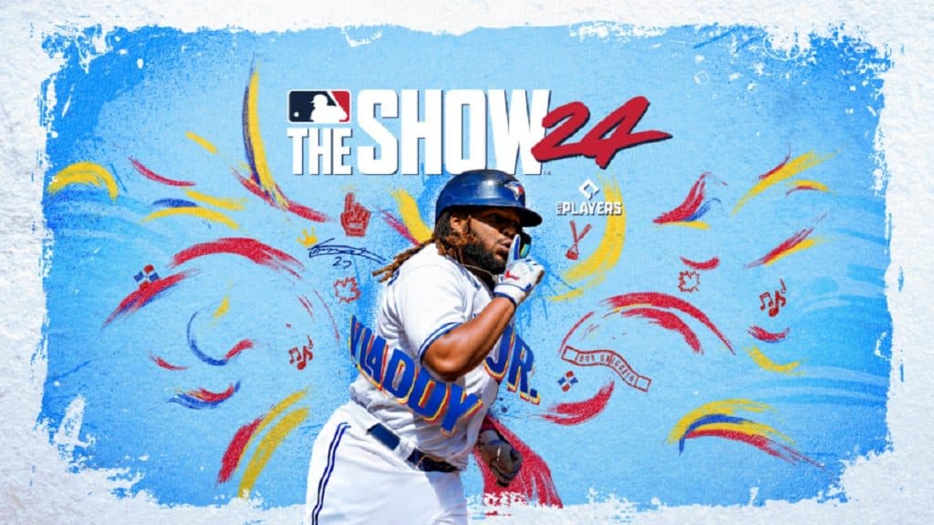 Vladdy Jr. celebrating in MLB The Show 24 cover