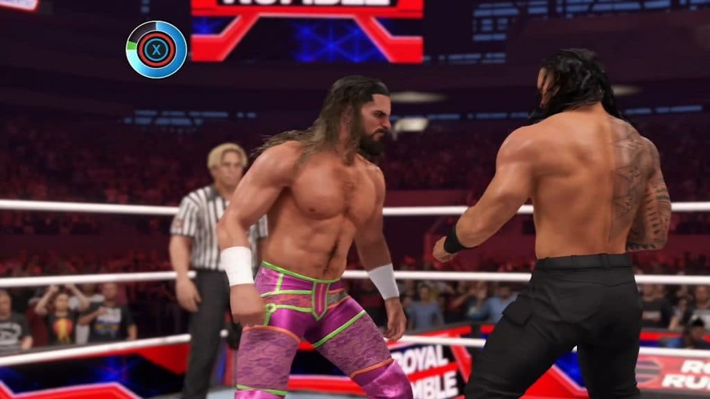 Reigns and Rollins trading blows mini-game