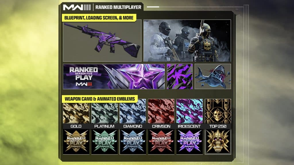 MW3 Ranked Play Season 5 Rank rewards