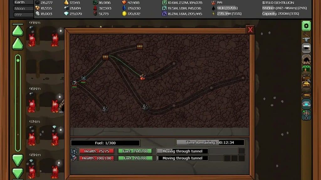 Map of various mineshafts in Mr. Mine.