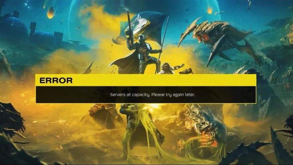 A login error screen in Helldivers 2