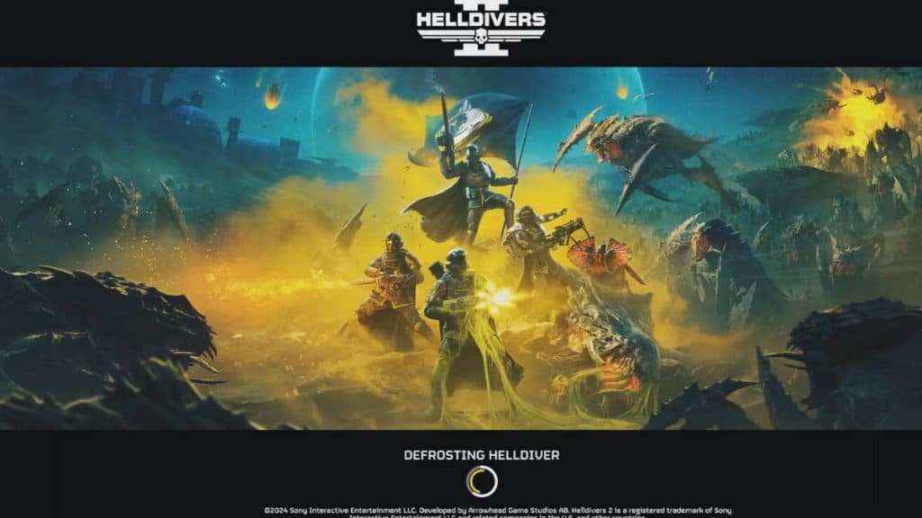 Helldivers 2 Defrosting Helldiver loading screen