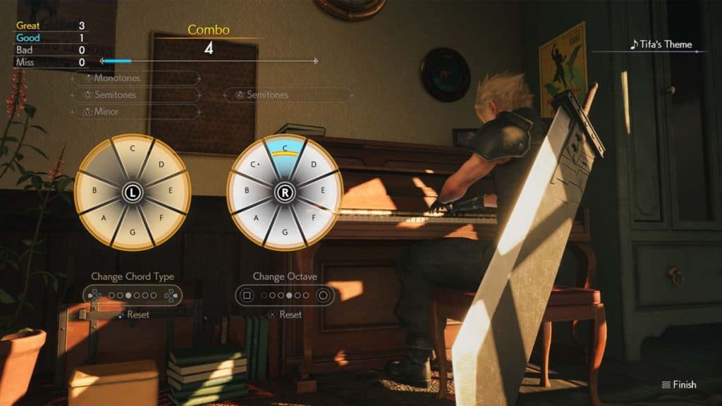 Cloud playing the Piano freely in FF7 Rebirth.