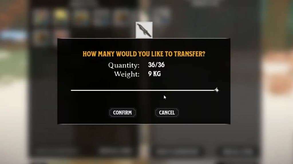 Nightingale item transfer menu