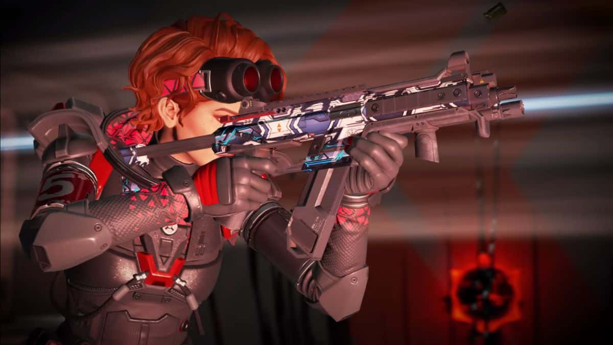 horizon aiming and shooting gun in apex legends