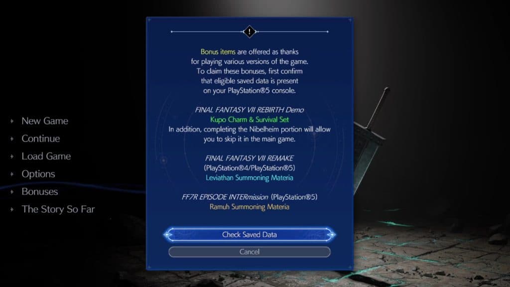 How to get Final Fantasy 7 Rebirth save data transfer bonuses - Charlie  INTEL