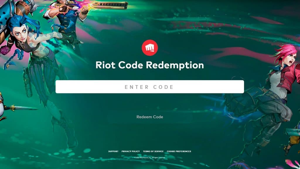 Riot Codes Redemption site
