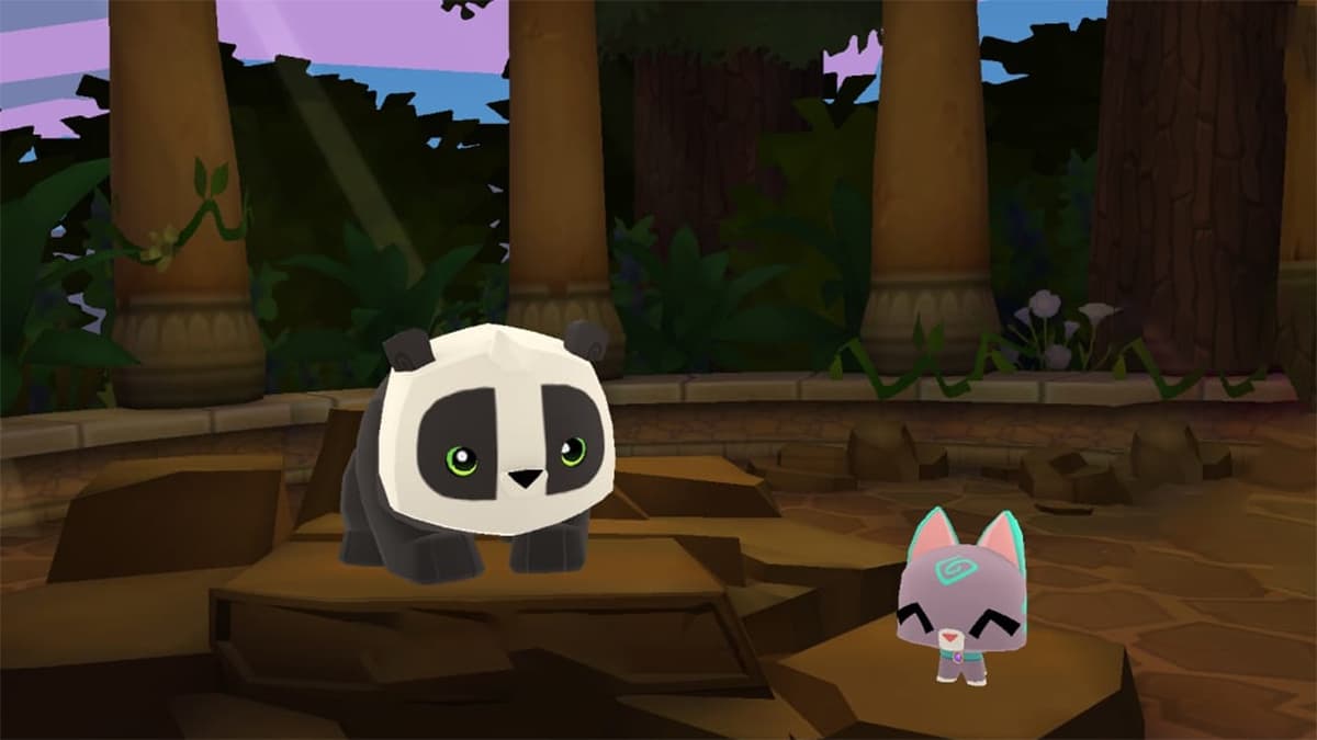 A panda and a cat in Animal Jam