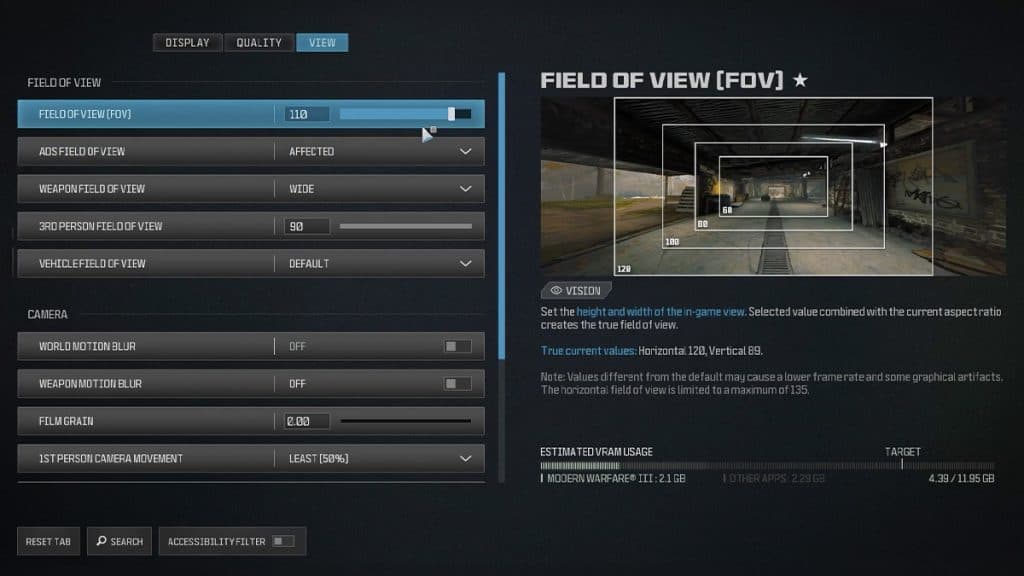 FOV settings in Warzone