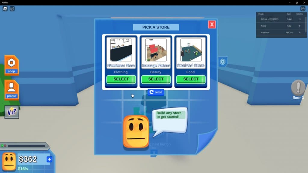 Mall Tycoon store choice