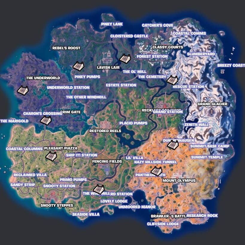 Weapon Bunker locations in Fortnite Chapter 5 Season 2