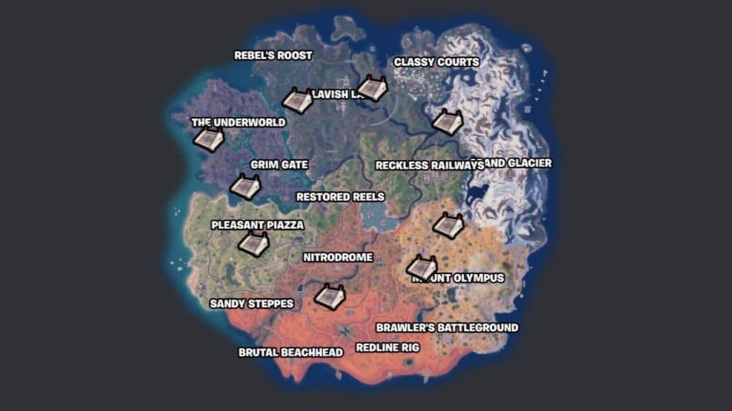 Bunker locations with Mod Benches in Fortnite Chapter 5 Season 3