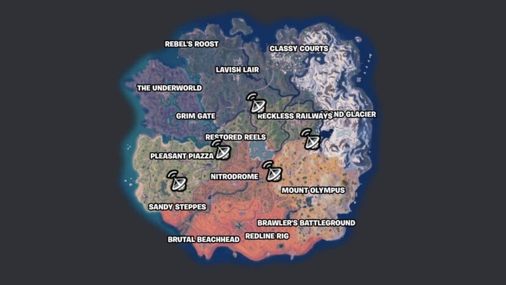 Forecast Towers locations in Fortnite Chapter 5 Season 3
