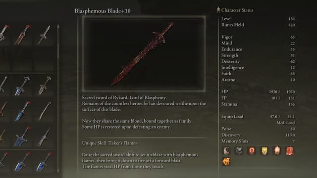 Elden Ring Blasphemous Blade: How to get and best builds - Charlie INTEL