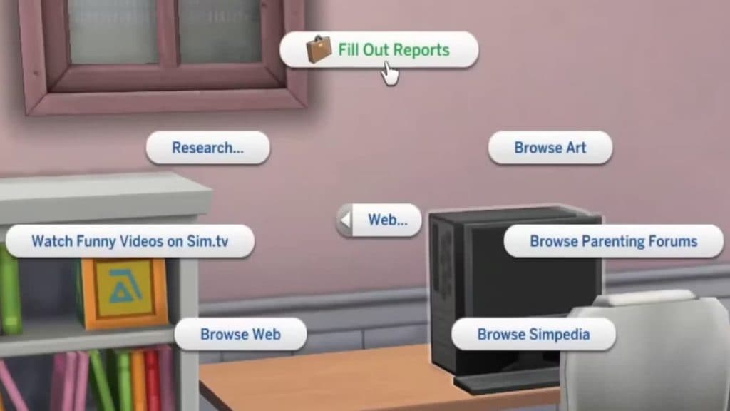 Computer screen option in The Sims 4.