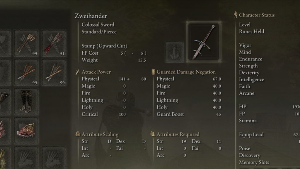 How To Get Zweihander In Elden Ring Best Builds Charlie INTEL   Zweihander Stats Elden Ring 1024x576 