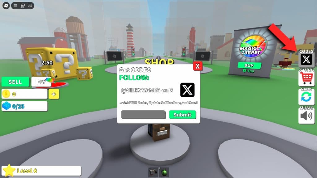 An image of Destruction Simulator codes redemption screen in Roblox