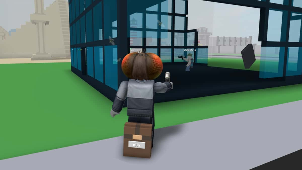 A character pointing a gun in Destruction Simulator