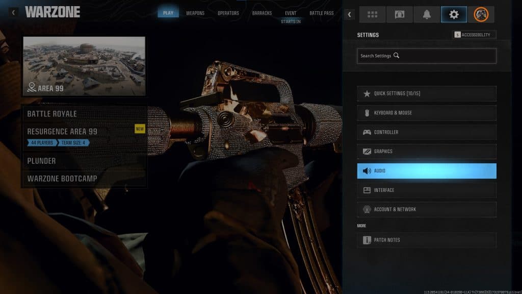 Audio settings in Warzone